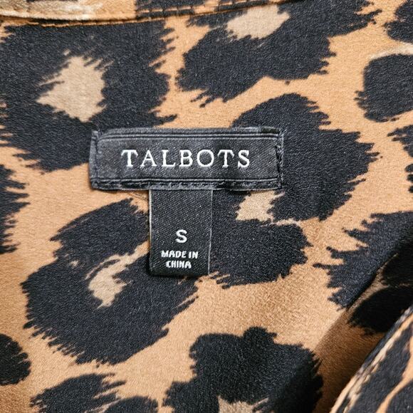 Talbots Leopard Print Button Front Long Sleeve Blouse Shirt Top Size Small - Picture 7 of 10
